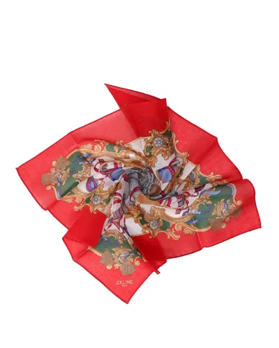 Pre-owned Celine Céline  50 Cotton Scarf In Red