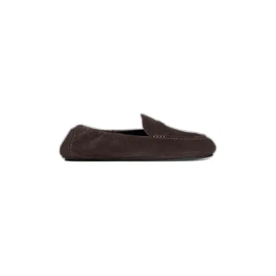 Celine Adam Suede Loafers In Brown