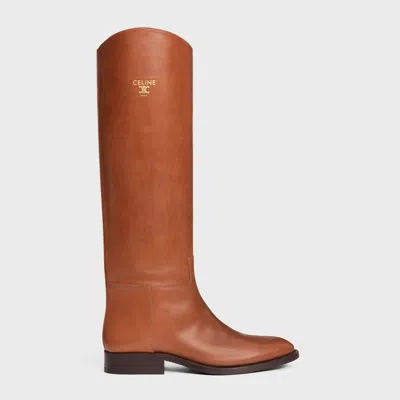 Celine Anais Calfskin Riding Boot In Brown