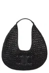 Celine Classic Panier Hobo Bag In Raffia And Calfskin