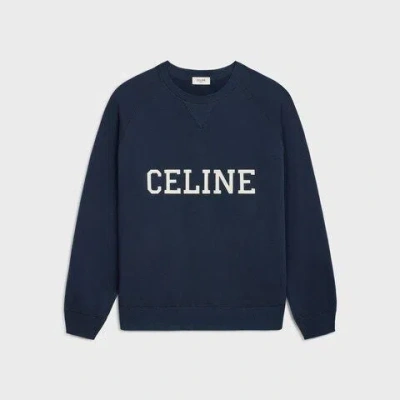 Celine College Sweatshirt In Navy Blue/natural Color