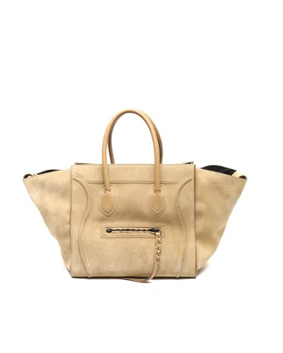 Celine Céline  Luggage Phantom Suede Tote Bag In Neutral