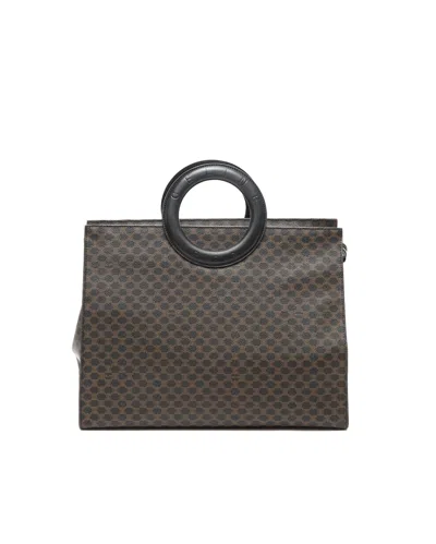 Celine Céline  Macadam Circle Tote Bag In Brown