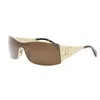 Celine Maxi Triomphe Metal Rectangular Shield Sunglasses In Gold