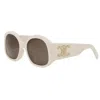 Celine Cl40305u Maxi Triomphe 25e Bianco Sunglasses In Neutral