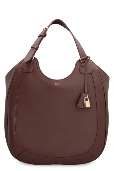 Celine Meo Leather Shoulder Bag In Brown
