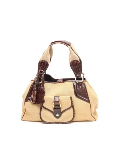 Celine Céline  Raffia Charm Shoulder Bag In Multi