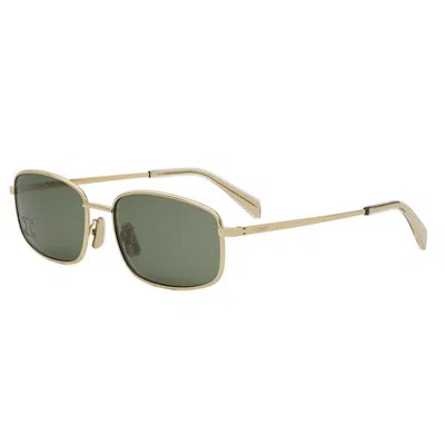 Celine Triomphe 60mm Rectangular Sunglasses In Gold Crystal Green