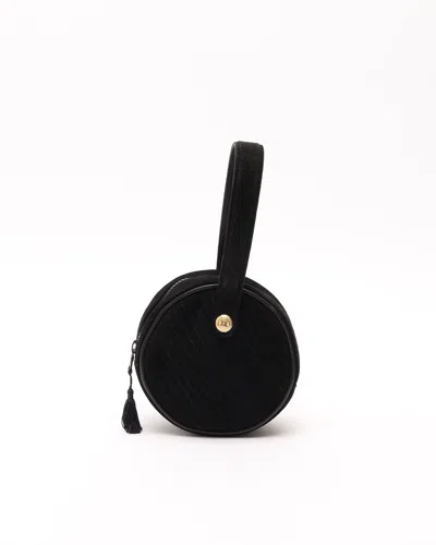 Celine Céline  Round Suede Tassel Bag In Black