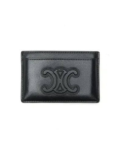 Pre-owned Celine Céline  Triomphe Card Holder In Black