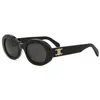 Celine Triomphe Smoke Oval Ladies Sunglasses Cl40194u 05a 52 In Black