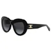 Celine Triomphe Logo Oval Acetate Sunglasses In Black