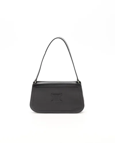 Celine Céline  Triomphe Shoulder Bag In Black