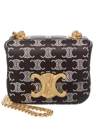 Celine Chain Claude Mini Satin Shoulder Bag In Black