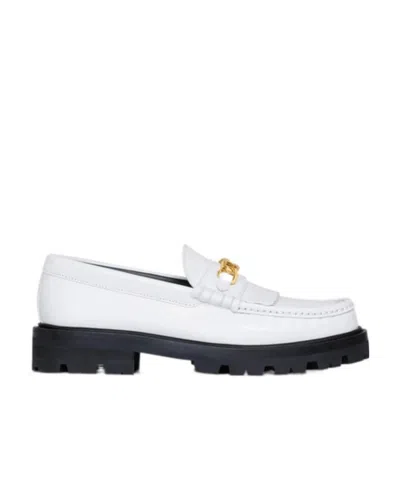Celine Luco Chain Leather Loafer In White