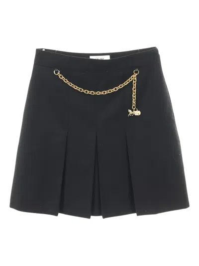Pre-owned Celine Chain-detail Mini Skirt In Black