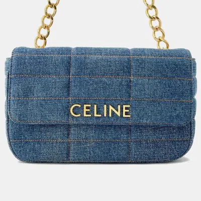 Pre-owned Celine Chain Shoulder Bag Blue Denim