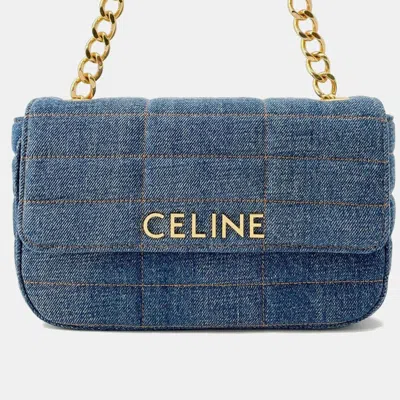 Pre-owned Celine Chain Shoulder Bag Blue Denim
