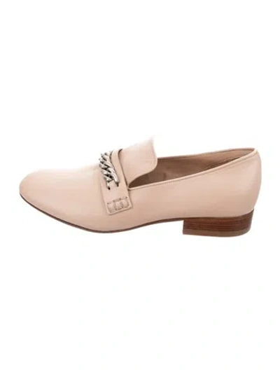 Pre-owned Celine Chain-link Accent Leather Loafers In Neutral