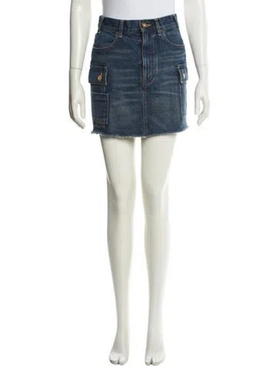 Pre-owned Celine Chain-link Accents Mini Skirt In Blue