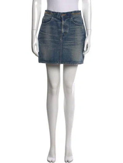 Pre-owned Celine Chain-link Accents Mini Skirt In Blue