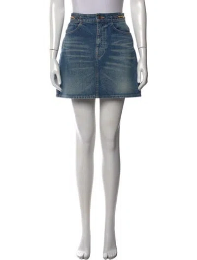 Pre-owned Celine Chain-link Accents Mini Skirt In Blue