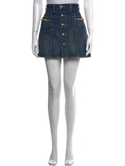 Pre-owned Celine Chain-link Accents Mini Skirt In Blue