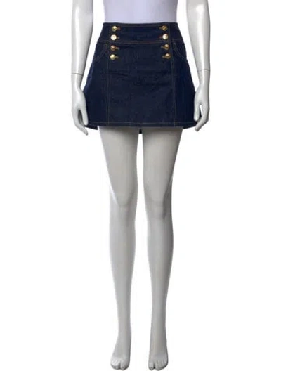 Pre-owned Celine Chain-link Accents Mini Skirt In Blue