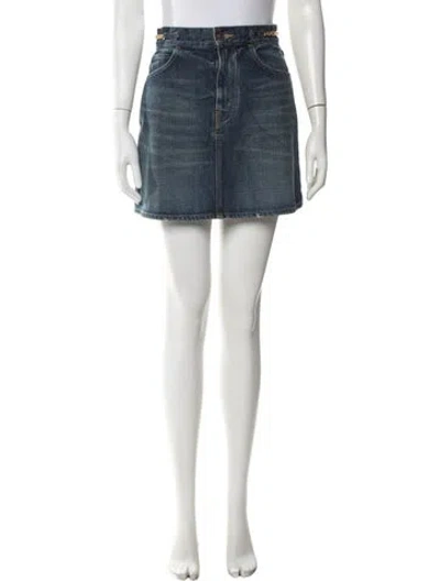 Pre-owned Celine Chain-link Accents Mini Skirt In Blue