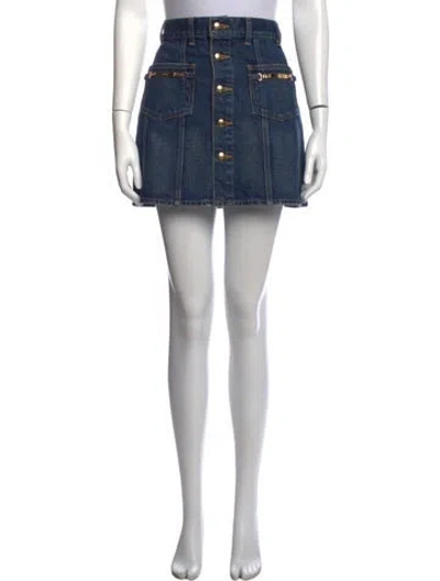 Pre-owned Celine Chain-link Accents Mini Skirt In Blue