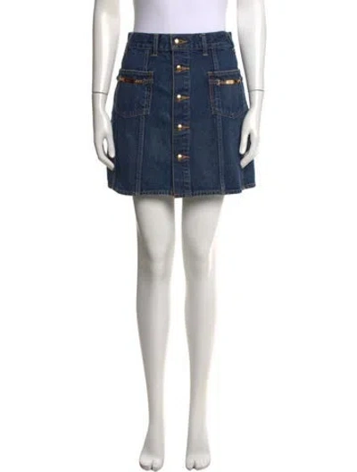 Pre-owned Celine Chain-link Accents Mini Skirt In Blue