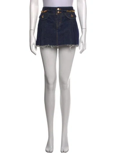 Pre-owned Celine Chain-link Accents Mini Skirt In Blue