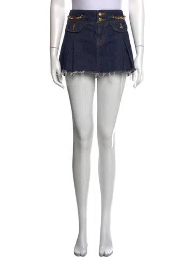Pre-owned Celine Chain-link Accents Mini Skirt W/ Tags In Blue