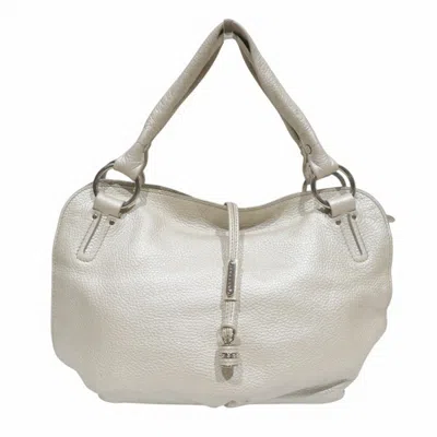 Pre-owned Celine Champagne White Leather Handbag Shoulder Bag ()