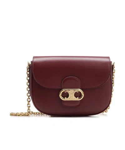 Celine Chane Triomphe Medium Shoulder Bag In Red