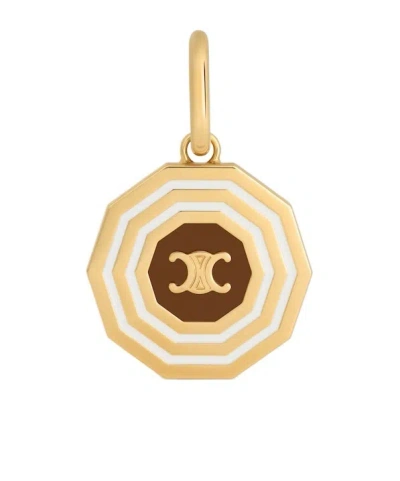 Celine Charms Decagon Triomphe Medal In Enamel And Brass With Gold Finish