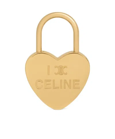 Celine Charms Heart Padlock In Brass With Gold Finish