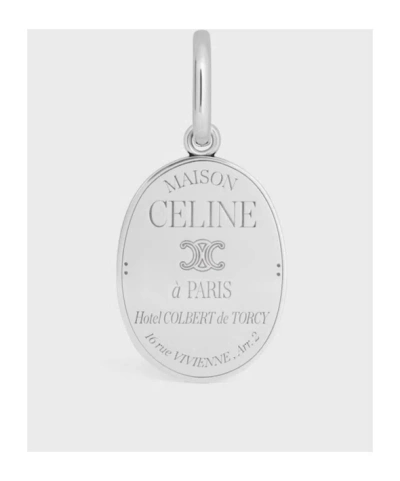 Celine Charms Maison  Medal In Brass With Rhodium Finish In Metallic
