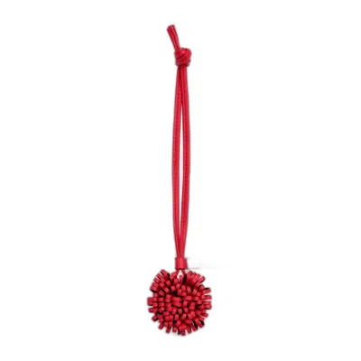 Celine Dandelion Charm In Smooth Lambskin In Red