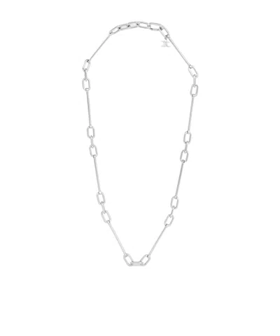 Celine Charms Thin Short Chain Necklace In Brass With Rhodium Finish In Metallic