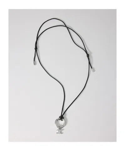 Celine Charms Triomphe Necklace In Cotton And Brass With Rhodium Finish In Multi