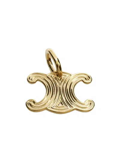 Celine Charms Triomphe Wire In Brass With Gold Finish In White