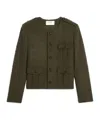 Celine Chasseur Jacket In Cashmere Bouclette Natte In Green