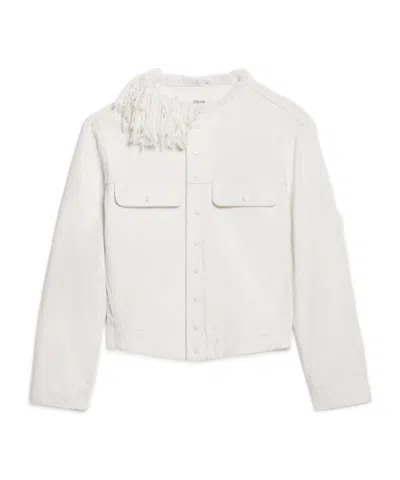 Celine Chasseur Jacket In Heavy Cotton Twill In White