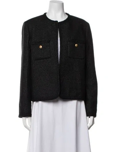 Pre-owned Celine Chasseur Tweed Pattern Jacket In Black