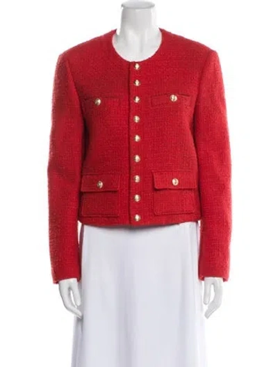 Pre-owned Celine Chasseur Wool Evening Jacket In Red
