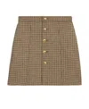 Celine Check Pattern Buttoned Miniskirt In Brown