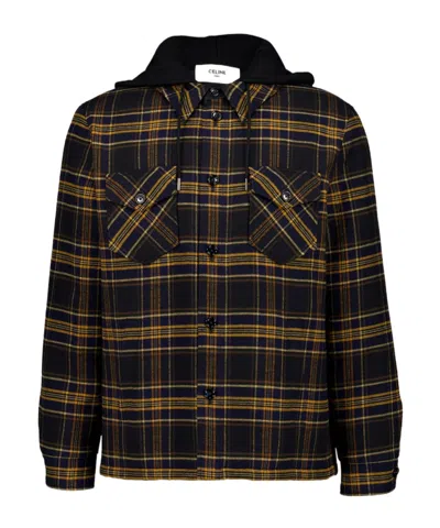 Celine Checked Casual Jacket In Black