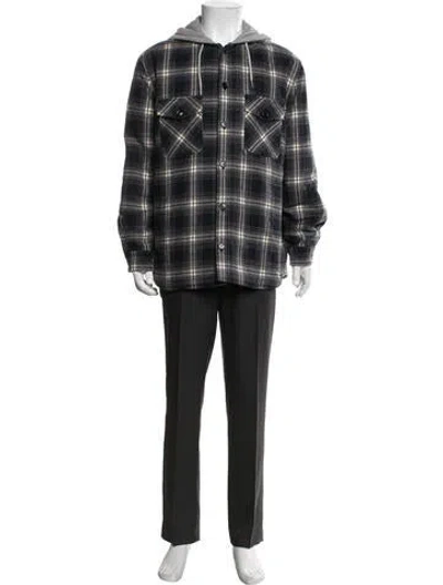 Pre-owned Celine Checked Cotton Plaid Print Jacket In Black