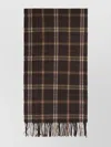 Celine Checked Scarf Fringed Edges In Brown
